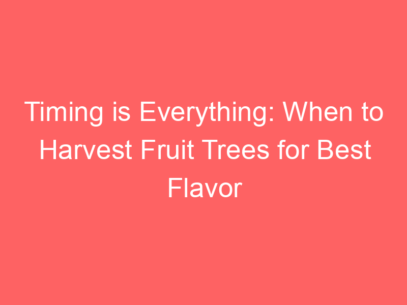 Timing is Everything: When to Harvest Fruit Trees for Best Flavor